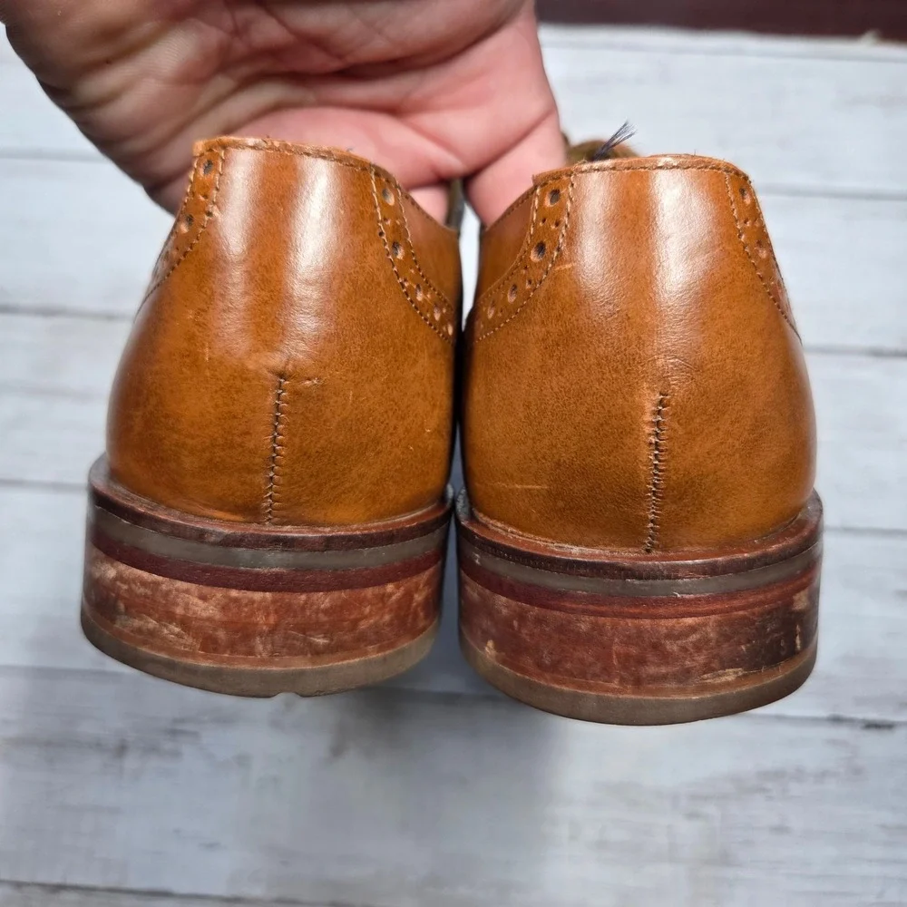 Cole Haan Grand.OS Wingtip Oxford Dress Shoe Men 9.5M British Tan Leather C12845